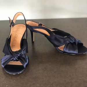 Navy blue satin dress sandal